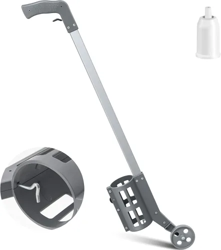 Miniatura 9 de Zonon Varita de marcado industrial con ruedas para pintura de línea, rayas de tierra, varita de pintura en aerosol para topografía, aplicador de Gris