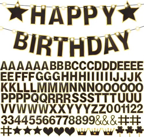 TaoBary 143 piezas de carteles personalizables de feliz cumpleaños, incluye letras, números y agujas de cuerda para baby shower, boda, despedida de
