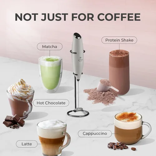 Miniatura 344 de Zulay Milk Boss Espumador de leche potente manual, hace espuma para latte, batidor para mezclar bebidas, café, miniespumador para capuchino, frappé