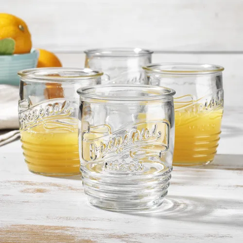 Miniatura 9 de Glaver's Juego de 4 vasos originales Mason Collins de colores surtidos para jugo, batidos, cócteles, tazas de vidrio finas para bebidas
