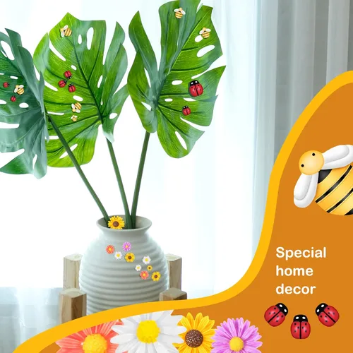 Miniatura 6 de 200 piezas de resina mini decoración de girasol de abeja margarita adorno de abejas, abalorios de abejas, cuentas epoxi de mariquitas, manualidades