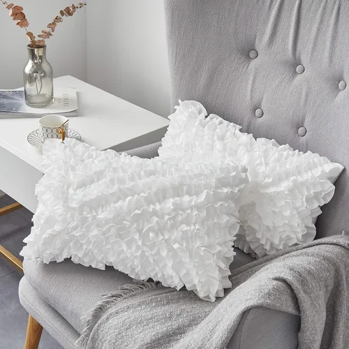 Miniatura 3 de Oubonun Paquete de 2 rellenos de almohada lumbar de 12 x 20 pulgadas, 100% algodón, transpirable, funda rectangular de cojín cuadrado, cojines