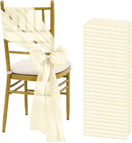 Miniatura 12 de fani 60 cintas de satén negras de 7 x 108 pulgadas para silla, fundas universales para silla, bodas, fiestas de cumpleaños, celebraciones, hoteles