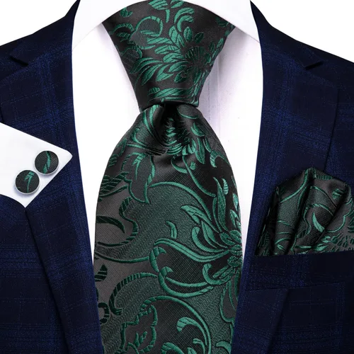 Miniatura 302 de Hi-Tie Corbatas de seda para hombre, diseño de cachemira a rayas, con bolsillo, gemelos cuadrados, conjunto formal de negocios