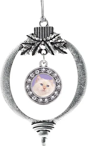 Miniatura 36 de Inspired Silver - Bonita bandera estadounidense - Adorno de Navidad plateado - Adorno de árbol de Navidad con dije circular con circonita cúbica