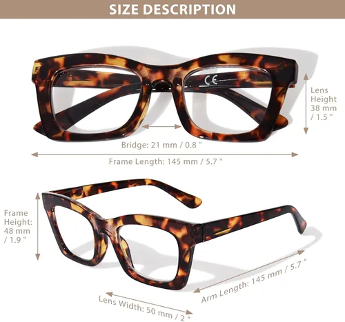 Miniatura 4 de Oversized Square Reading Glasses for Women Spring Hinge Blue light Blocking Computer Readers for Women
