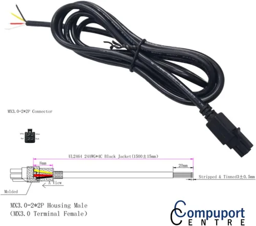 Miniatura 4 de CompuPort - Cable de alimentación Molex DC GPIO de arranque de 4 pines, puntas blindadas y soldadas, compatible con módems Microhard, Cradlepoint