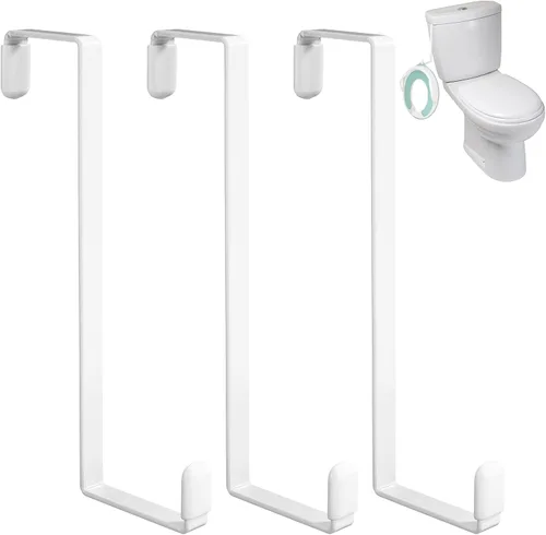 Miniatura 9 de TOYMIS 1 gancho para asiento de orinal, ganchos de puerta en forma de Z, sin taladro, multifuncionales, para colgar asiento de entrenamiento