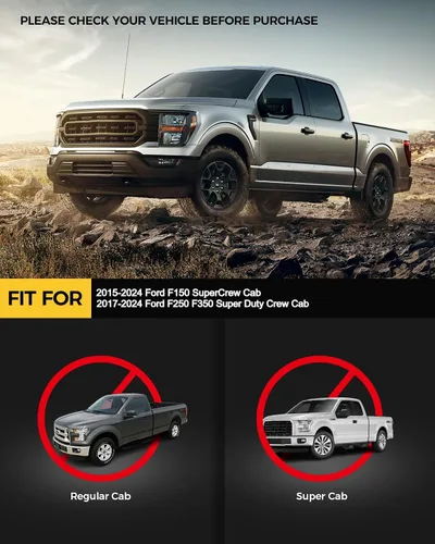 Miniatura 2 de KYX Estribos para Ford F150 2015-2024 2017-2024 F250 F350 Supercrew Cab, 3 peldaños laterales de tubo, diseño de dos escalones para puerta