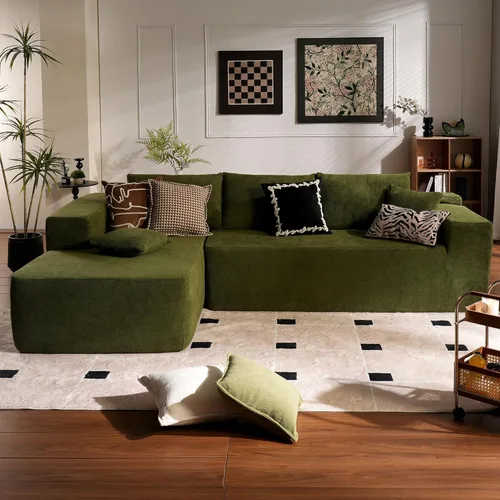 Miniatura 11 de ovios Sofá seccional Cloud de 96 pulgadas con chaise en forma de L, sofá modular moderno con asiento profundo, sofás tapizados para sala de estar