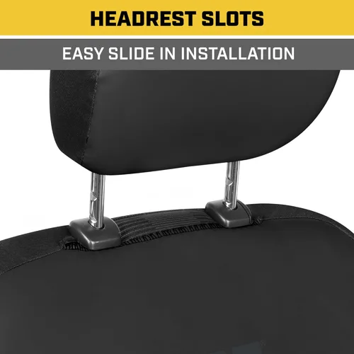 Miniatura 4 de Cat FlexHybrid - Fundas de asiento de automóvil, de piel sintética negra de alta calidad + fundas de asiento de malla para autos, camiones, SUV