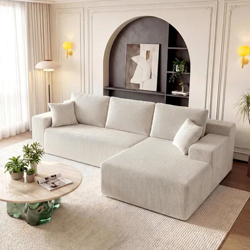 Miniatura 19 de Sofás seccionales sin hueso de 106 pulgadas para sala de estar, sofá modular en forma de U con asiento profundo, otomana extraíble, sofá de 4 plazas