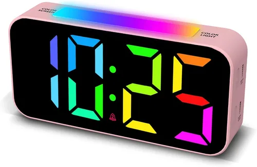 Miniatura 12 de Relojes despertadores fuertes Topski para dormitorios para personas que duermen pesadas, reloj de cabecera digital con luz nocturna, pantalla RGB