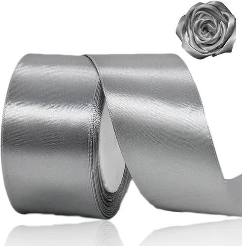 Miniatura 59 de Cinta beige de 1-1/2 pulgadas x 25 yardas, cinta de satén marfil de tela de color sólido para manualidades, coronas, fiesta de boda, Navidad, lazos