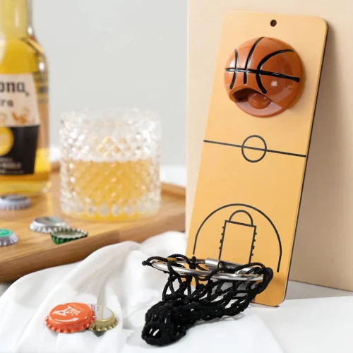 Miniatura 4 de Arola Abrebotellas magnético de baloncesto, abridor de pared de metal extraíble con colector de tapas, regalo para amantes del baloncesto, amantes