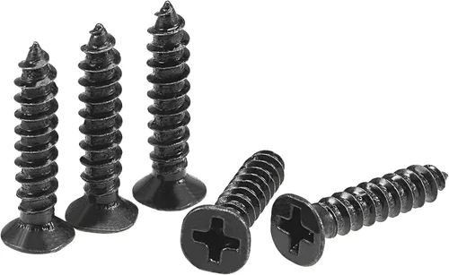 Miniatura 9 de uxcell M3.5 x 12mm Tornillos para madera con cabeza plana Phillips de acero al carbono autorroscantes negros 200 piezas