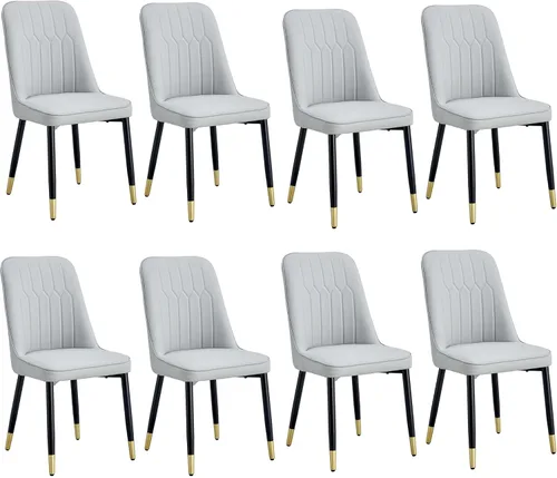 Miniatura 12 de Juego de 4 sillas de comedor modernas, juego de sillas de cocina de piel sintética, asiento tapizado acolchado grueso, sillas laterales negras sin