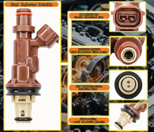 Miniatura 3 de Juego de 6 inyectores de combustible con conector arnés de enchufe de repuesto para Toyota 1999-2004 Tacoma 2000-2004 Tundra 3.4L 1999-2002 4Runner