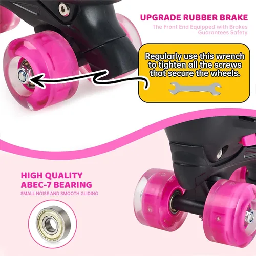 Miniatura 2 de Patines para niños con 6 almohadillas de protección, patines de tamaño ajustable para niños principiantes, patines para niños pequeños con 8 ruedas