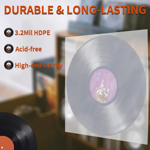 Miniatura 3 de Fundas interiores para discos de vinilo, 30 fundas interiores de vinilo LP antiestáticas de 12 pulgadas, fundas protectoras de vinilo de plástico