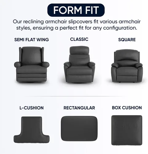Miniatura 4 de PAULATO BY GA.I.CO. Funda para sillón reclinable, funda para silla reclinable, funda de tela de poliéster suave, protector de muebles elástico