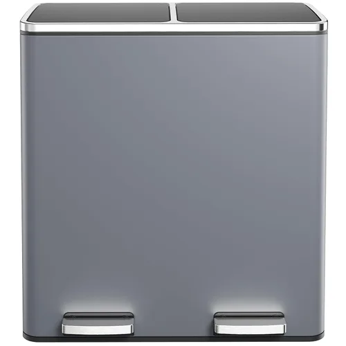 Miniatura 10 de Cubo de basura doble de 60 L (16 galones), cubo de basura de cocina de acero inoxidable, cubo de basura clasificado de doble compartimento, cubo