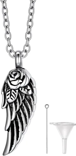 Miniatura 40 de Richsteel Collares de urna para cenizas para mujeres y hombres, collar con colgante de cremación para cenizas, joyería conmemorativa de acero