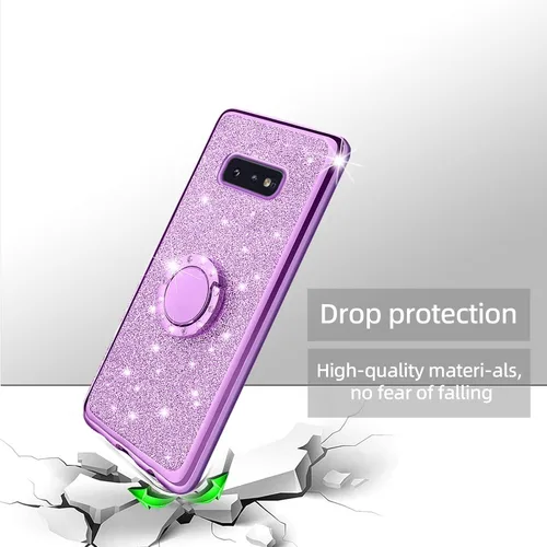 Miniatura 7 de Funda para Samsung Galaxy S10e, Galaxy S10e para mujer, con purpurina, cristal suave, transparente, TPU de lujo, bonita funda protectora con correa