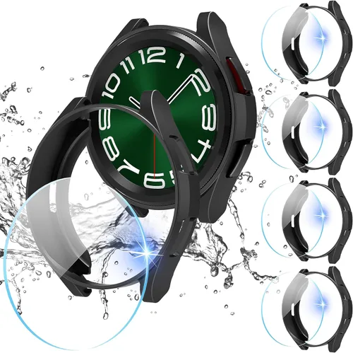 Miniatura 12 de Suoman Paquete de 4+4 fundas para Samsung Galaxy Watch 6 Classic de 1.772 pulgadas (1.850 in), protector de pantalla de privacidad de vidrio
