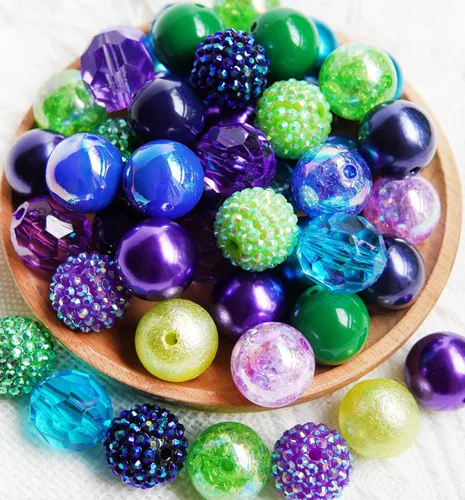 Miniatura 17 de Perlas de goma de burbujas de 20 mm para bolígrafos, perla de 20 mm para artículos ensartados, perlas acrílicas de 20 mm para manualidades, 50