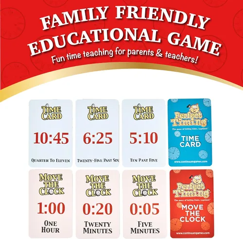 Miniatura 4 de Continuum Games Perfect Timing Game - Juego de mesa cooperativo Tell Time para niños - Divertido juego educativo familiar para aprender a leer un