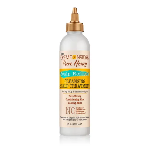 Creme of Nature Pure Honey Scalp Refresh - Tratamiento de limpieza para el cuero cabelludo, fórmula sin enjuague con aloe, menta y miel, disuelve la