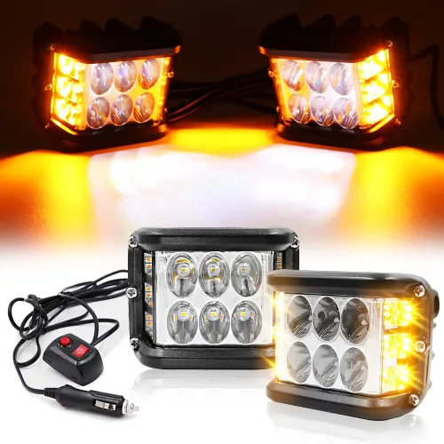 Miniatura 9 de Luces LED de 4 pulgadas con disparador lateral, luces estroboscópicas de doble color DRL e interruptor para camión, SUV, todoterreno, ATV, UTV 4x4