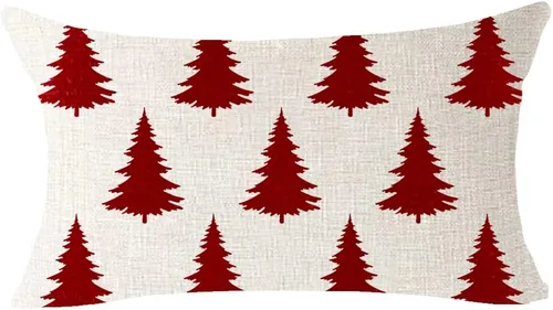 Miniatura 2 de ITFRO Juego de 2 fundas de almohada de algodón y lino, decoración de Navidad, decoración de pinos, árboles de pino, plantas del bosque, funda