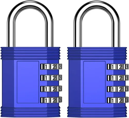 ZHEGE Candado de combinación de 4 dígitos, paquete de 2 candados para gimnasio, escuela, almacenamiento, valla, puerta, gabinete (azul)