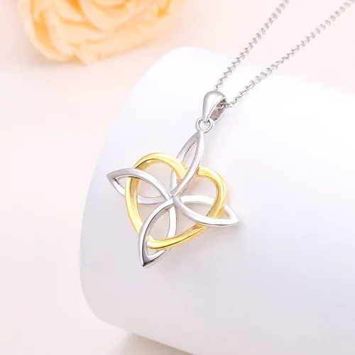 Miniatura 70 de FLYOW Collar con colgante de nudo celta de plata de ley 925 de buena suerte irlandés para mujer, regalo de cumpleaños y graduación