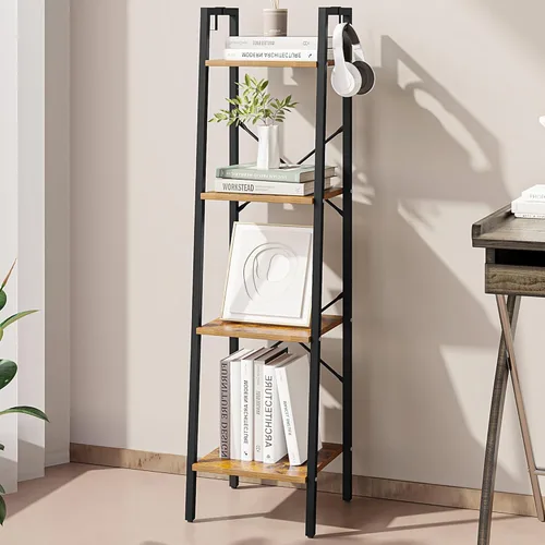Miniatura 17 de Hzuaneri - Estantería escalera, estantería con soporte para libros, estante de almacenamiento de esquina independiente con 2 ganchos para oficina