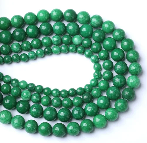 Miniatura 3 de 60 piezas de cuentas de jade verde natural de 15⁄64 pulgadas (6 mm) con cuentas de jade de nube verde redondas, piedras preciosas sueltas de cristal