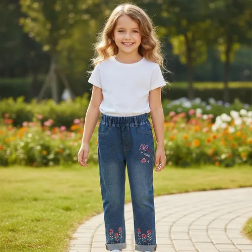 Miniatura 5 de Peacolate 18M-7T - Conjunto de ropa para niñas grandes, 2 piezas, camiseta de algodón y jeans
