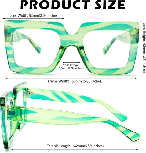 Miniatura 19 de Pro Acme Gafas de bloqueo de luz azul, marcos cuadrados grandes, anteojos falsos para mujer
