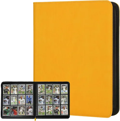 Miniatura 42 de GERMUN Carpeta de tarjetas de poliuretano, 16 bolsillos, carpetas de soporte premium para más de 1000 tarjetas, álbum de bolsillo de doble cara