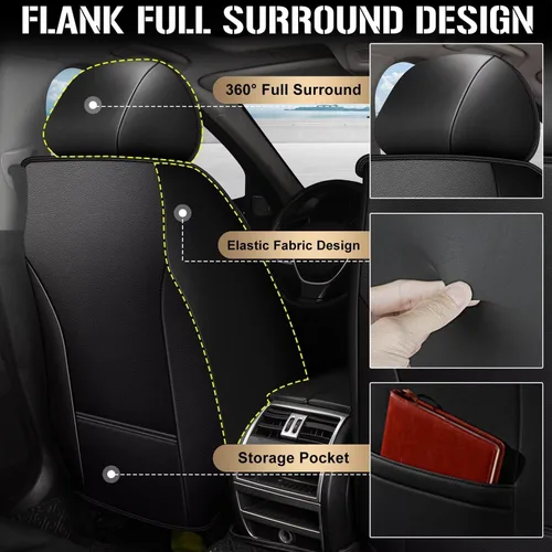 Miniatura 2 de TTX LIGHTING Juego completo de fundas de asiento de 5 asientos para Hyundai Santa Fe 2007-2026, cojín de asiento impermeable, piel sintética