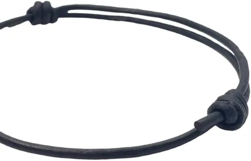 Miniatura 2 de Pulsera de cuero genuino de 2 mm para hombres - Pulsera ajustable hecha a mano, pulsera de cuero minimalista, accesorios simples, cuero premium