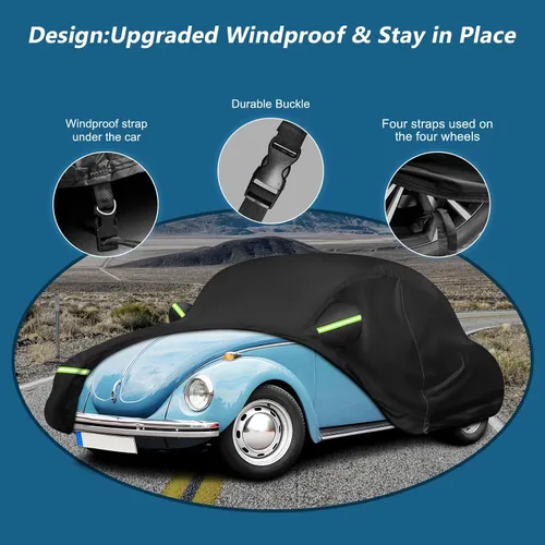 Miniatura 3 de Funda de automóvil sedán de 2 puertas para Volkswagen Beetle Bug 1960-1980, impermeable, resistente, protección para todo tipo de clima
