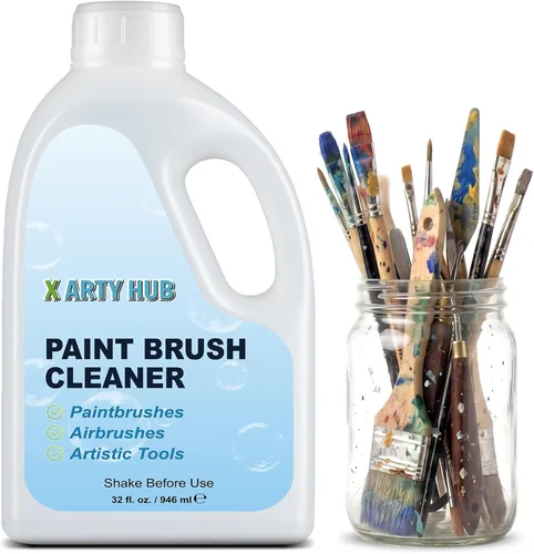 Limpiador y restaurador de pinceles, limpiador de pinceles de pintura de 32 onzas líquidas que maneja fácilmente pintura acrílica y a base de agua,