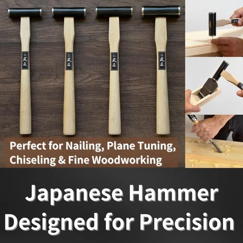 Miniatura 6 de GENNO - Martillo de carpintero japonés de 15.8 onzas (15.87 oz) de doble cara, mango de madera para cincel, plano de mano japonés, clavo, fabricado
