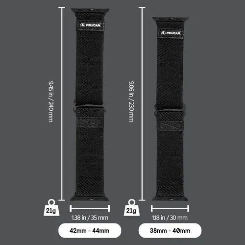 Miniatura 6 de Pelican - Correa de reloj de 1.654-1.732 in - Serie PROTECTOR - Compatible con Apple Watch Series 6, SE, 5, 4, 3, 2, 1 - Negro
