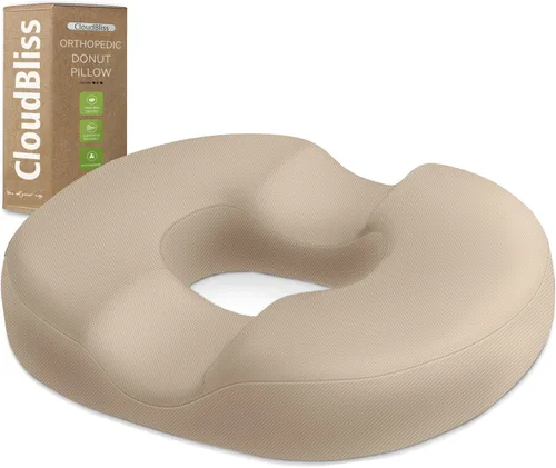 Miniatura 18 de Cojín de asiento en forma de dona CloudBliss para alivio del dolor de coxis y hemorroides, cojín de silla de espuma viscoelástica para después