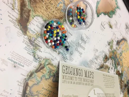 Miniatura 7 de Mapa de viaje del mundo personalizado con alfileres, lienzo estirado de pared grande, póster enrollado o mapa enmarcado, mapas del mundo para pared