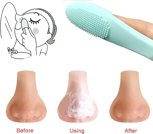 Miniatura 3 de Paquete de 5 cepillos de limpieza facial manual de silicona suave, cepillo limpiador facial para limpieza suave y eficaz, eliminar puntos negros